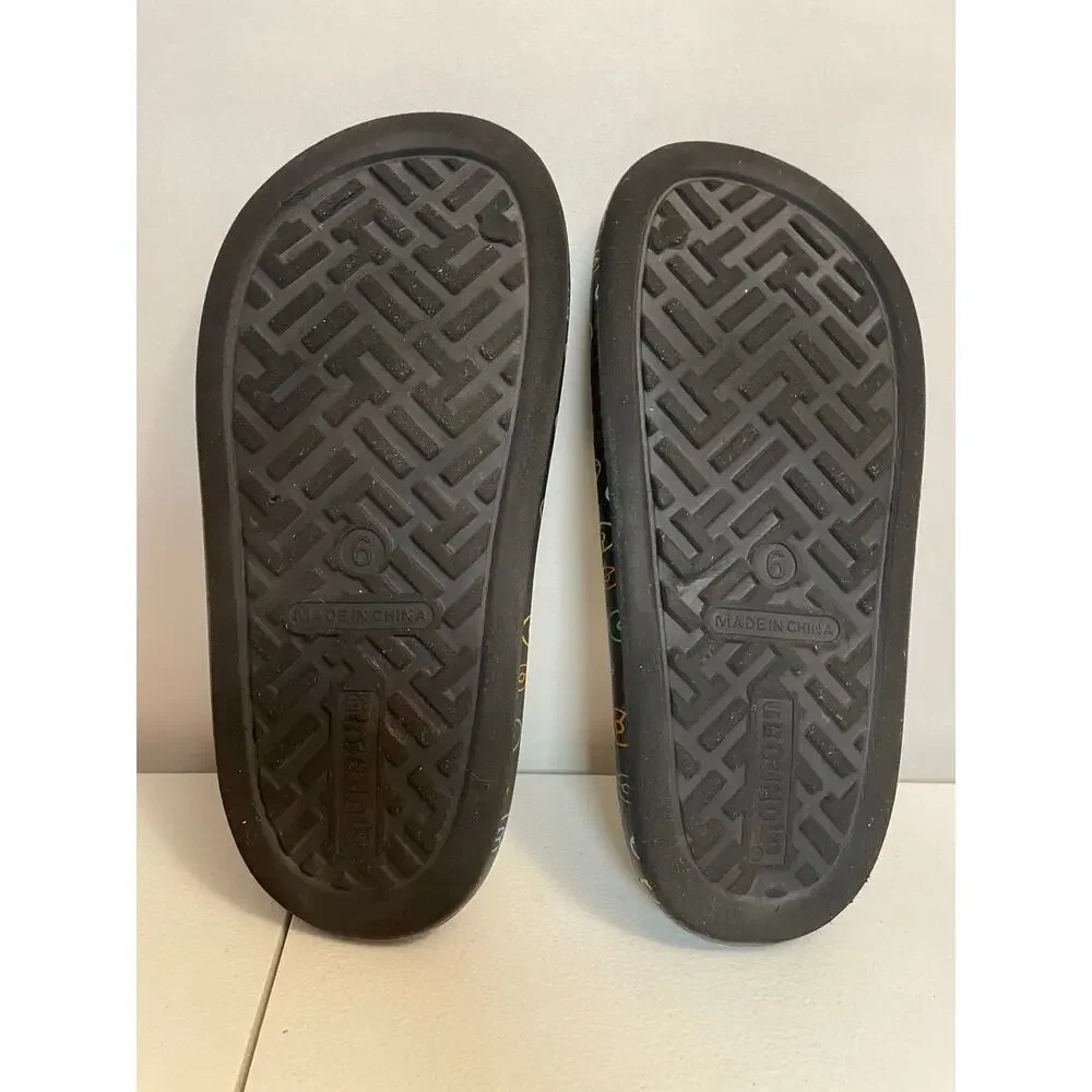 Pokemon Ground‎ up slip on Flip Flop black green 6 Unisex soft slides